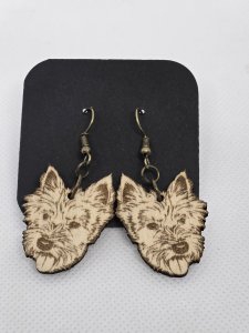 Highland Terrier Dog Wood Earrings ~ Bubaloo's Art