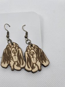 Blood Hound Dog Wood Earrings ~ Bubaloo's Art