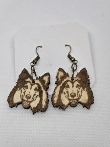 Boarder Collie Dog Wood Earrings ~ Bubaloo's Art