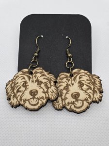Maltese Dog Wood Earrings ~ Bubaloo's Art