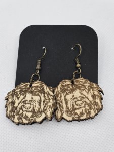Portuguese Water Dog Wood Earrings ~ Bubaloo's Art
