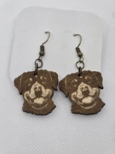 Rottweiler Dog Wood Earrings ~ Bubaloo's Art