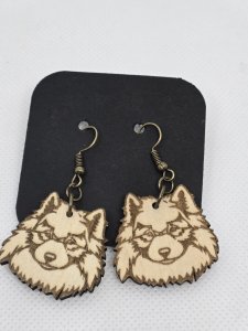Samoyed Dog Wood Earrings ~ Bubaloo's Art