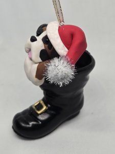 Personalized Boxer Dog in Santa's Boot Ornament ~ Bubaloo's Art