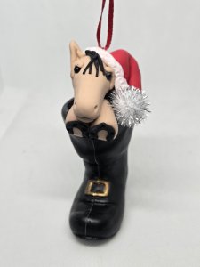 Personalized Buck Skin Horse in Santa's Boot Ornament ~ Bubaloo's Art