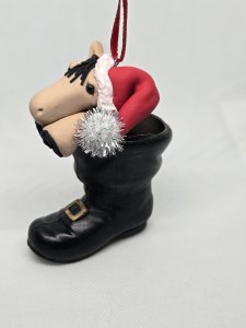 Personalized Buck Skin Horse in Santa's Boot Ornament ~ Bubaloo's Art