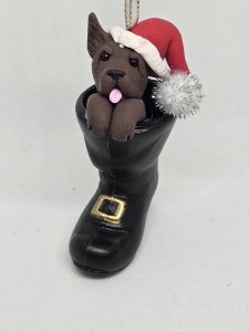 Personalized Chihuahua Dog in Santa's Boot Ornament ~ Bubaloo's Art
