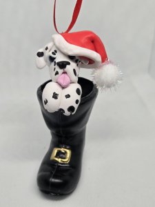 Personalized Dachshund Dog in Santa's Boot Ornament ~ Bubaloo's Art