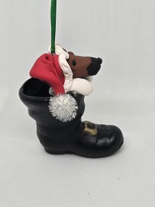 Personalized Fox Terrier in Santa's Boot Ornament ~ Bubaloo's Art