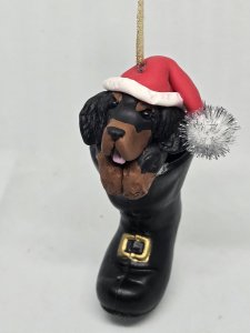 Personalized Gordon Setter Dog in Santa's Boot Ornament ~ Bubaloo's Art