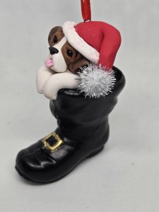 Personalized Jack Russel Dog in Santa's Boot Ornament ~ Bubaloo's Art