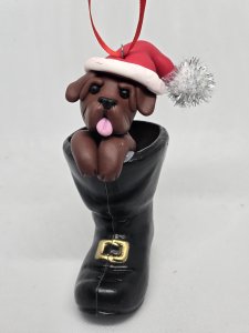 Personalized Labrador Retriever Dog in Santa's Boot Ornament ~ Bubaloo's Art