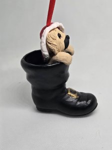 Personalized Pekingese Dog in Santa's Boot Ornament ~ Bubaloo's Art