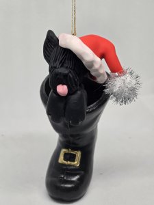 Personalized Scottie Dog in Santa's Boot Ornament ~ Bubaloo's Art