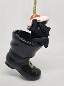 Personalized Scottie Dog in Santa's Boot Ornament ~ Bubaloo's Art