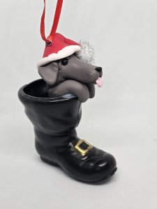 Personalized Weimeraner Dog in Santa's Boot Ornament ~ Bubaloo's Art