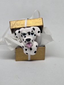 Dalmatian Dog in Gift Box Ornament ~ Bubaloo's Art