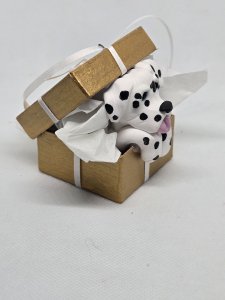 Dalmatian Dog in Gift Box Ornament ~ Bubaloo's Art