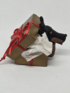 Doberman Pincher Dog in Gift Box Ornament ~ Bubaloo's Art