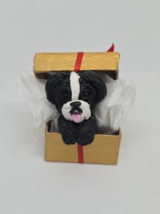 Pekingese Dog in Gift Box Ornament ~ Bubaloo's Art