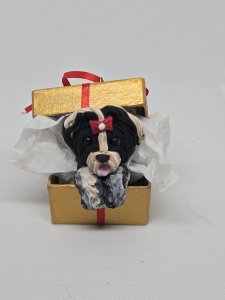 Pekingese Dog in Gift Box Ornament ~ Bubaloo's Art