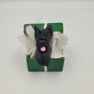 Scottie Scottish Terrier Dog in Gift Box Ornament ~ Bubaloo's Art
