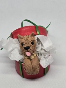 Yorkie Yorkshire Terrier Dog in Gift Box Ornament ~ Bubaloo's Art