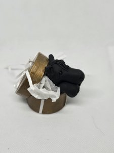 Black Horse in a Gift Box Ornament ~ Bubaloo's Art