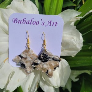 Paw Tan, Black and Gold Polymer Clay Earrings A7