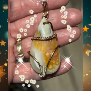 Yellow Agate Pendant with Leather Cord