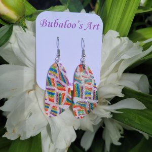 Stripe Rainbow Polymer Clay Earrings A12