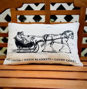 Sleigh Rides 12 x 18 Lumbar Pillow Cover Ivory