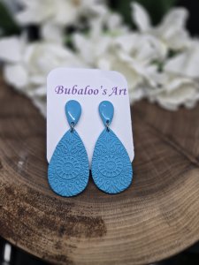 Teal, Purple, Mauve and White Double Tear Drop Polymer Clay Earrings A20