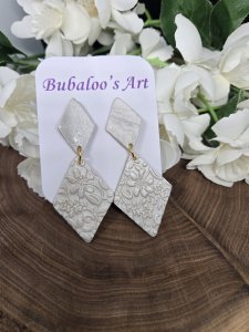 White Polymer Clay Earrings A21