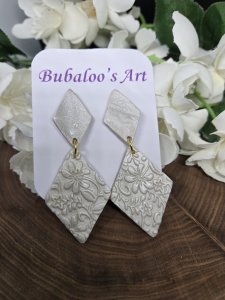 White Polymer Clay Earrings A21