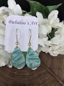 Green Wash Polymer Clay Earrings A22