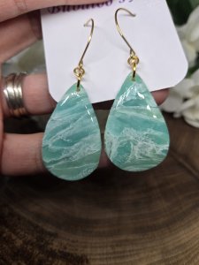 Green Wash Polymer Clay Earrings A22