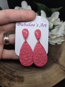 Teal, Purple, Mauve and White Double Tear Drop Polymer Clay Earrings A20