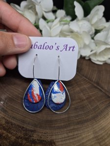 Patriotic Teardrop Dangles Polymer Clay Earrings ~ Bubaloo's Art A23