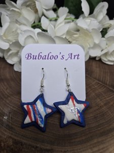Patriotic Stars Polymer Clay Earrings ~ Bubaloo's Art A24