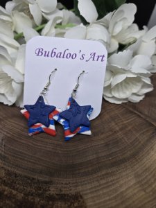 Patriotic Stars Polymer Clay Earrings ~ Bubaloo's Art A24