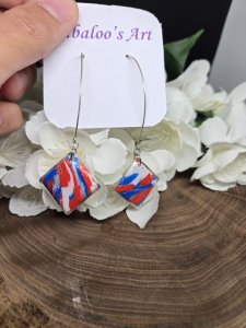 Patriotic Squares Polymer Clay Earrings ~ Bubaloo's Art A27