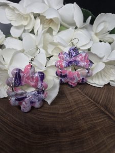 Purple & Pink Polymer Clay Earrings ~ Bubaloo's Art A36