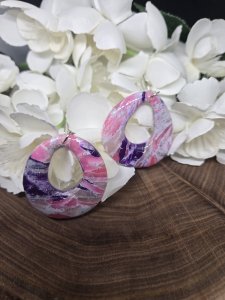 Purple & Pink Polymer Clay Earrings ~ Bubaloo's Art A37