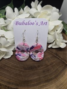 Purple & Pink Polymer Clay Earrings ~ Bubaloo's Art A38