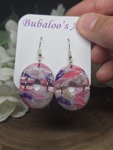 Purple & Pink Polymer Clay Earrings ~ Bubaloo's Art A38