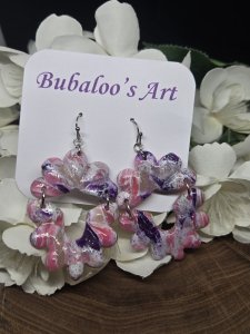 Purple & Pink Polymer Clay Earrings ~ Bubaloo's Art A39