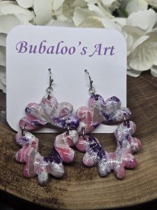 Purple & Pink Polymer Clay Earrings ~ Bubaloo's Art A39