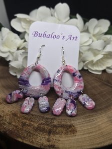 Purple & Pink Polymer Clay Earrings ~ Bubaloo's Art A41