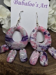 Purple & Pink Polymer Clay Earrings ~ Bubaloo's Art A41